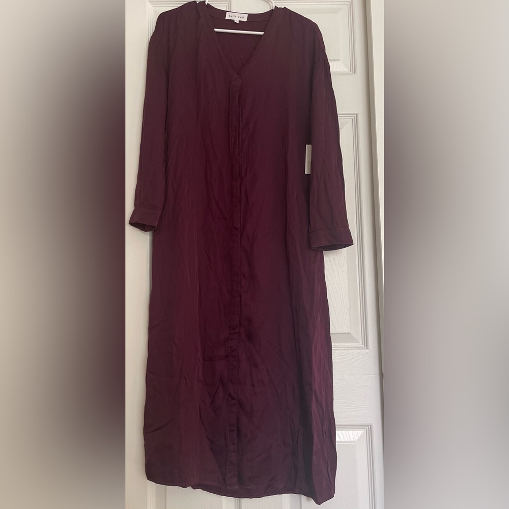 Bella Dahl Burgundy Long Duster Dress NWT Size Small V Neck Lightweight BOHO